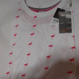 NEW Womens size Lg Ping Pong Pro Flamingo made in France Design knit SS Top 👩🎁